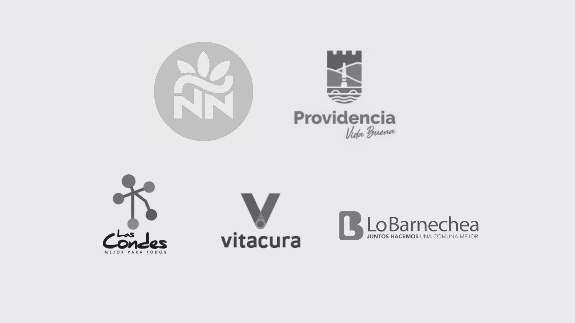 Logotipos de Ñuñoa, Providencia, Las Condes, Vitacura y Lo Barnechea en tonos de gris.